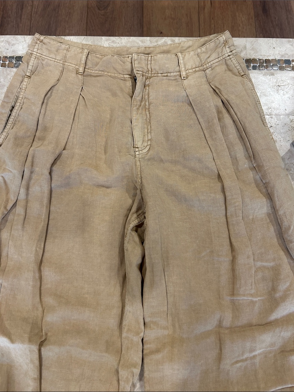 Free People High Rise, Wide Leg Trouser Pants Linen Blend Size 8 - Picture 3 of 11